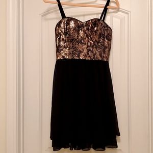 GUESS Black with Gold Sequins Dress and Removable Straps